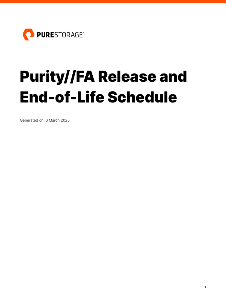 Purity//FA Release and EOL Schedule | PDF | Computing