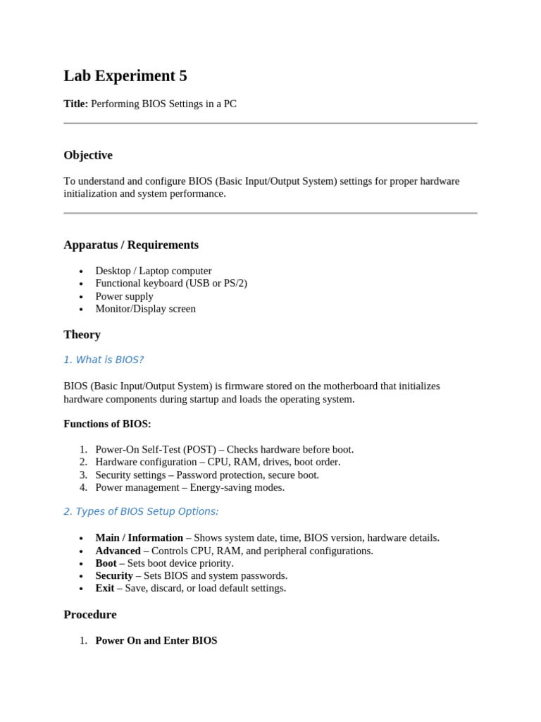 BIOS Settings Configuration Guide | PDF | Bios | Booting