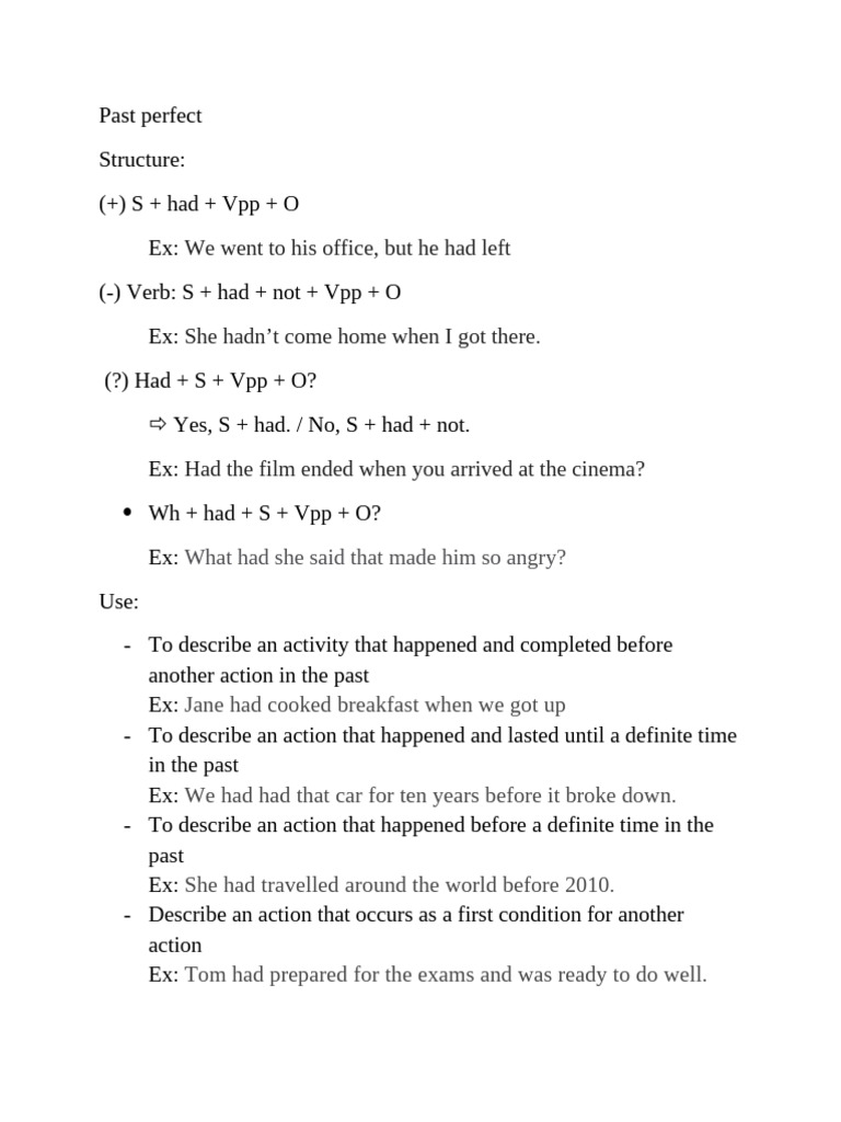 Understanding Past Perfect Tense | PDF