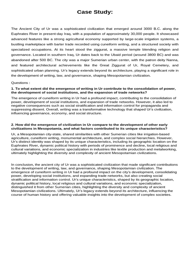 Worl History Case Study | PDF | Ur | Mesopotamia