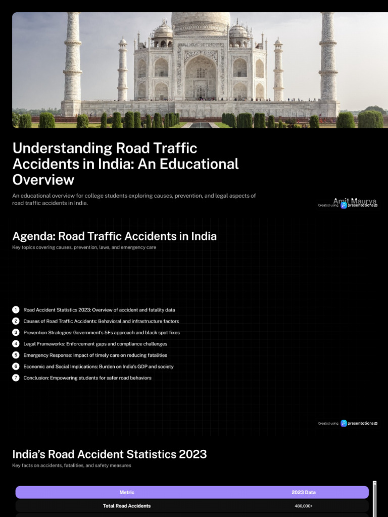 Road Traffic Accidents in India - Causes and Prevention | PDF