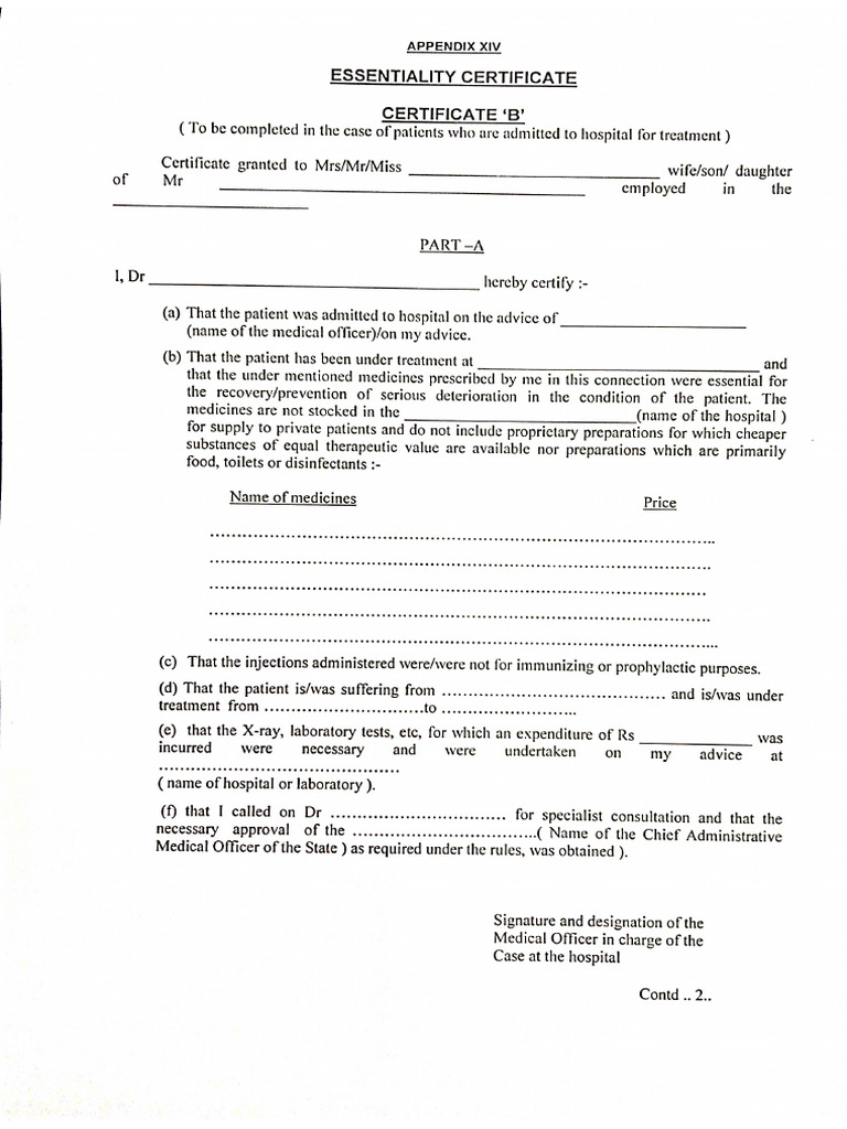 Essential Cert For Medical Claim | PDF