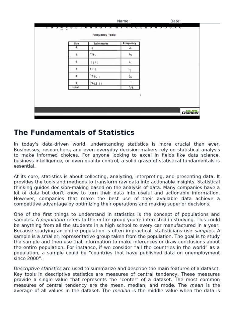 Fundamentals of Statistics Explained | PDF | Statistics | Statistical ...