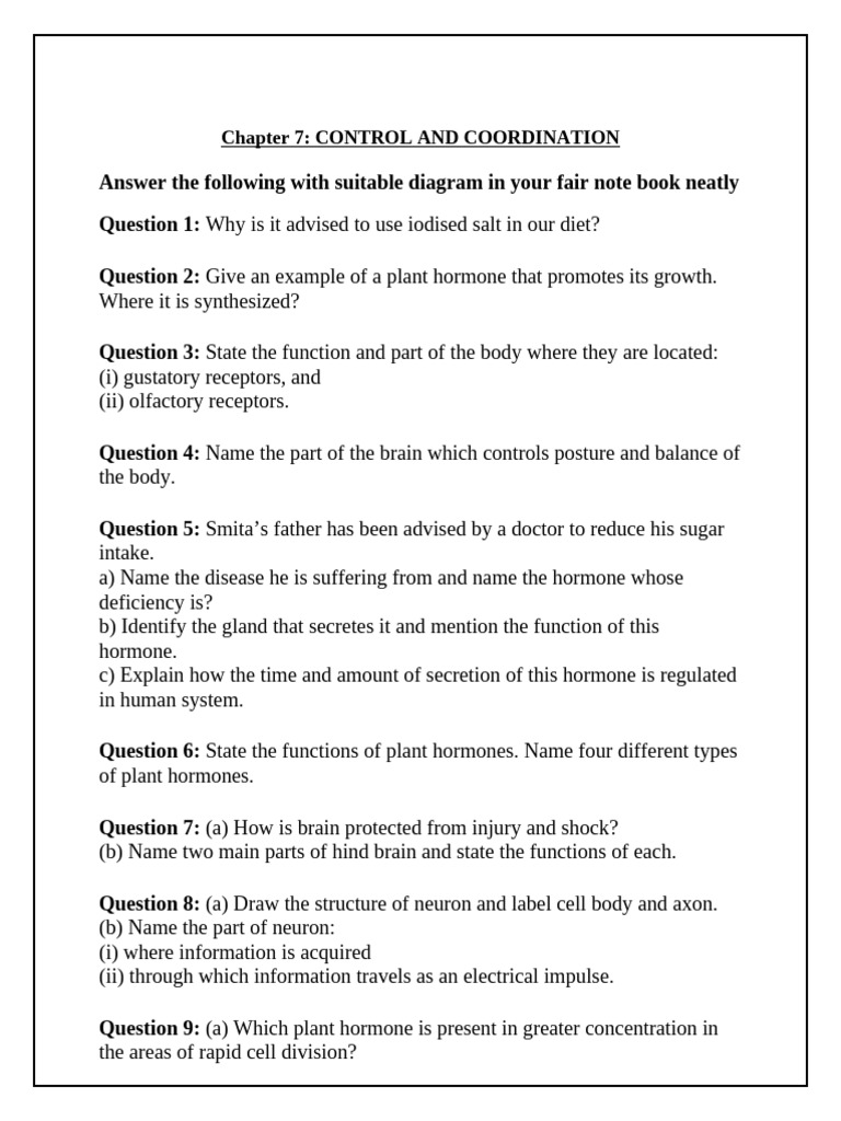 Control and Coordination in Biology | PDF | Hormone | Biology