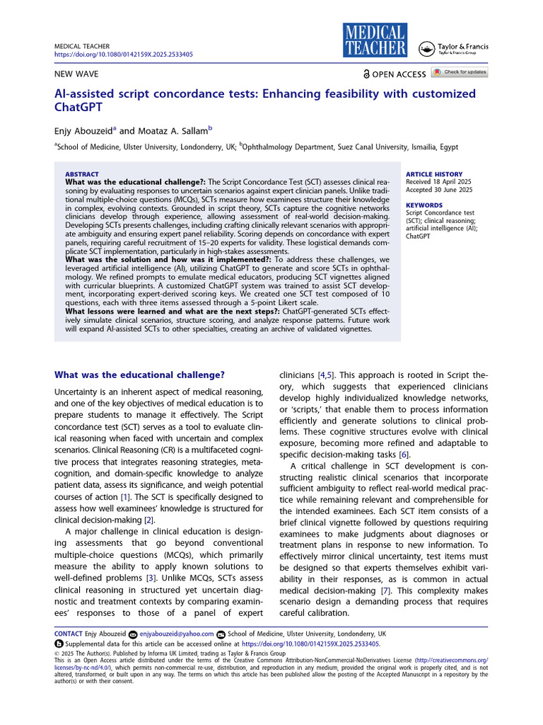 AI-Enhanced Script Concordance Tests | PDF | Artificial Intelligence ...