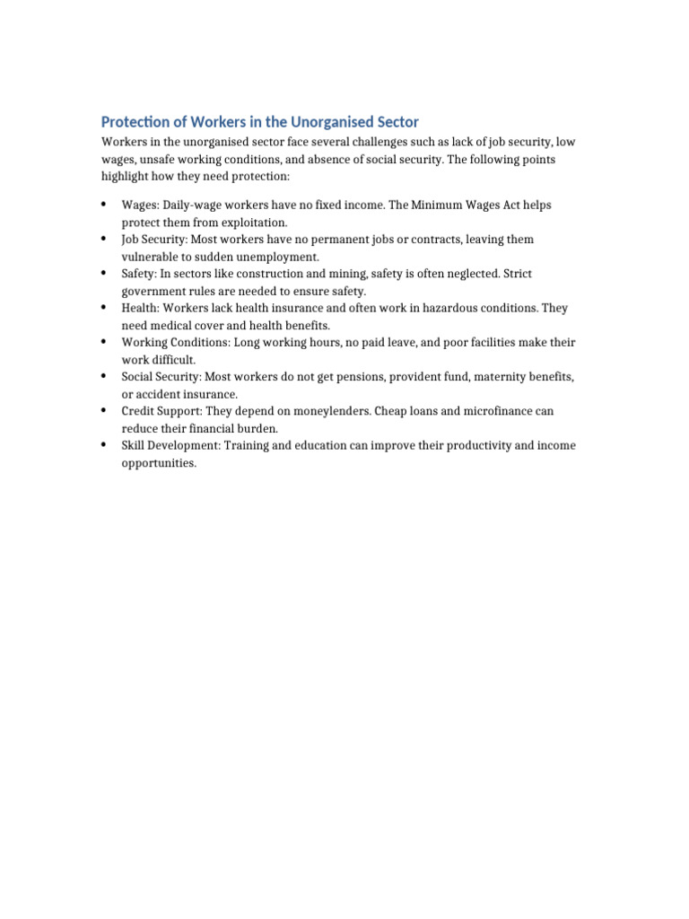 Protecting Unorganised Sector Workers | PDF