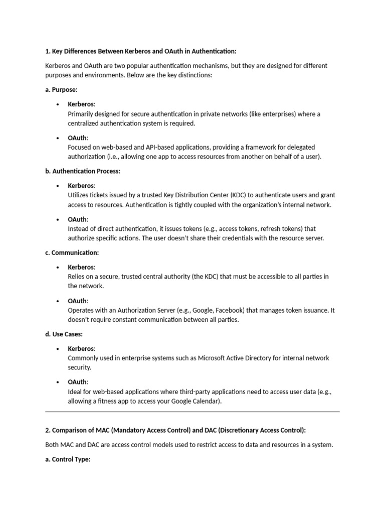 Kerberos vs OAuth: Key Authentication Differences | PDF | Transport ...