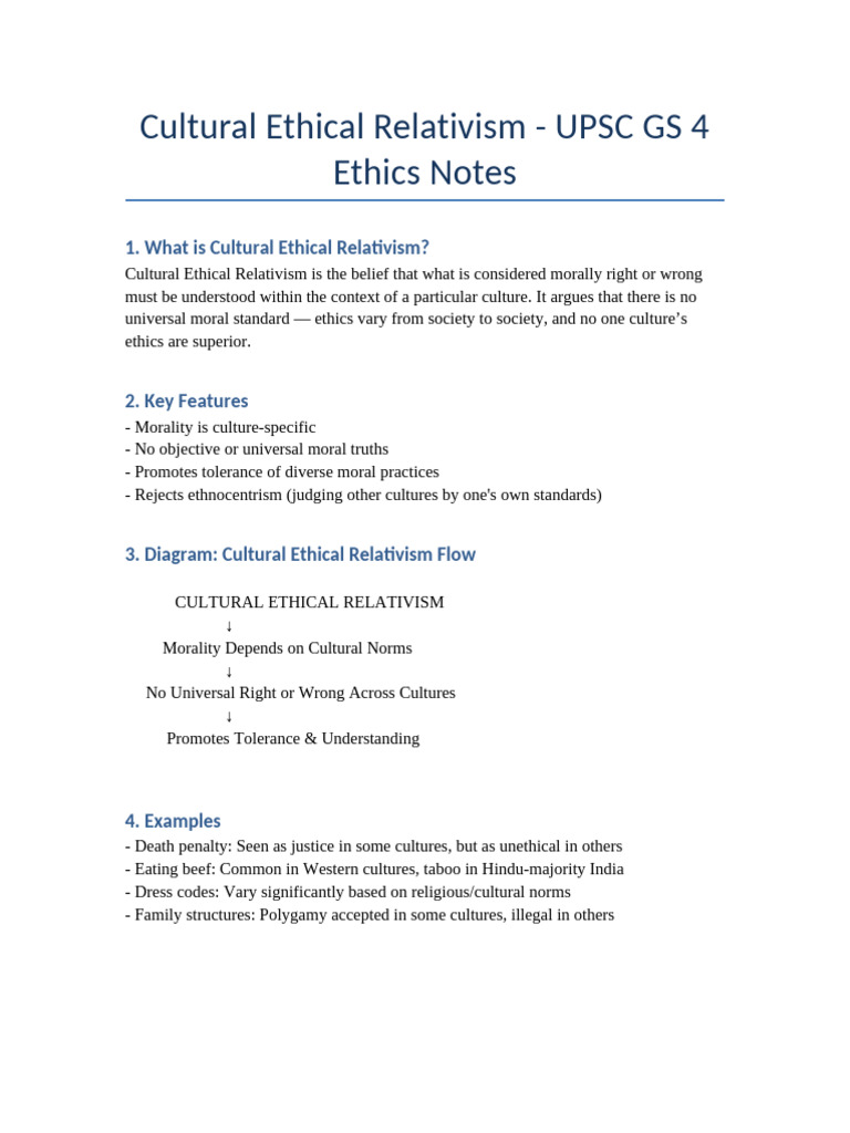 Cultural Ethical Relativism Upsc Gs4 Notes Pdf