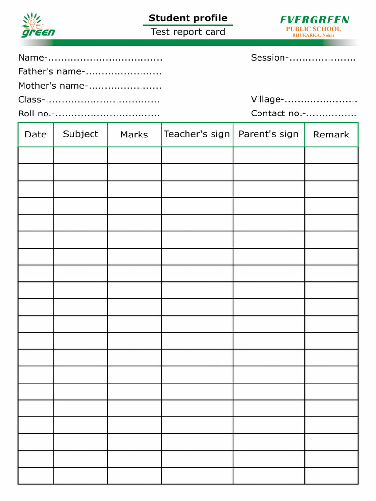 Student Profile Coloured 2 Sided | PDF