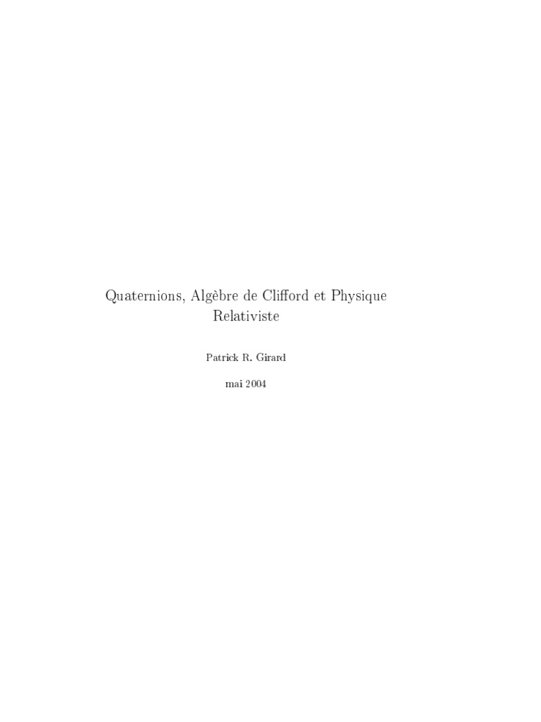Quaternions et Algèbre de Clifford en Physique | PDF | Groupe ...