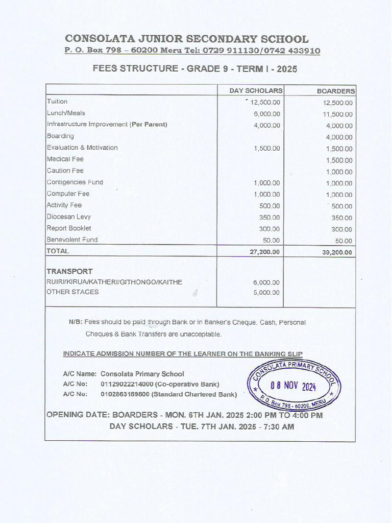 Grade+9+ +2025+Fees+Structure | PDF