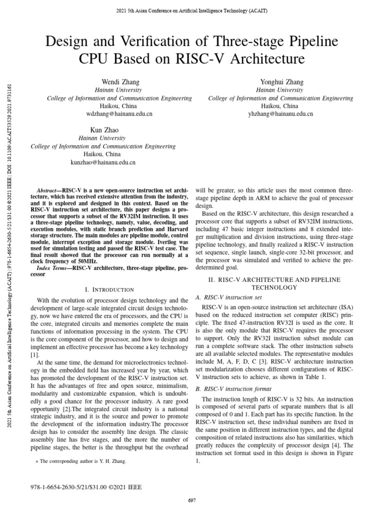 RISC-V Three-Stage Pipeline CPU Design | PDF | Central Processing Unit ...