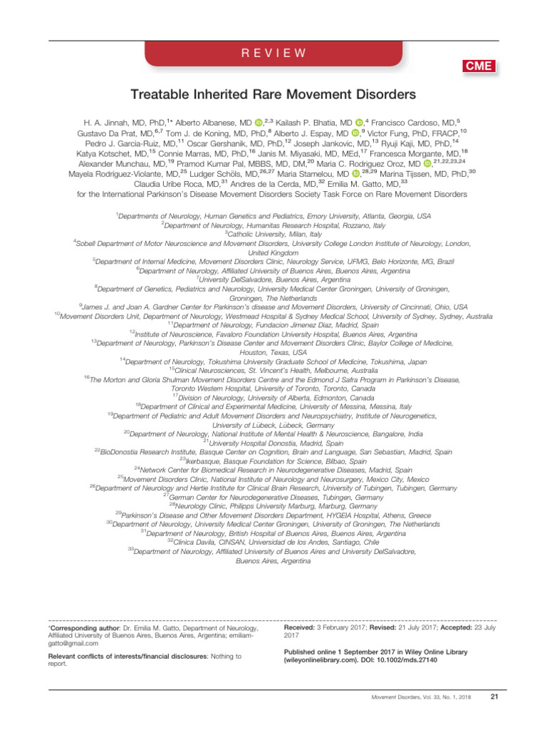 Treatable Rare Movement Disorders Guide | PDF | Human Diseases And ...