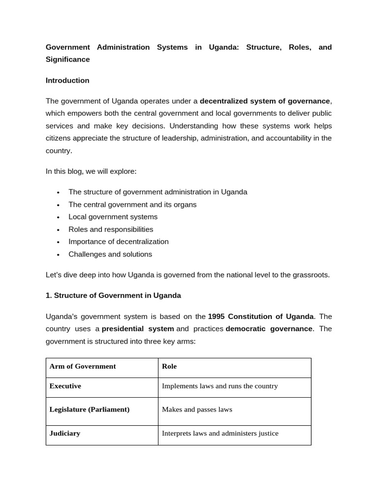 Uganda's Government Structure Explained | PDF | High Court Of Australia ...