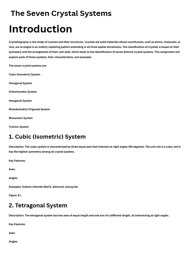 Overview of Seven Crystal Systems | PDF | Crystal Structure | Crystal