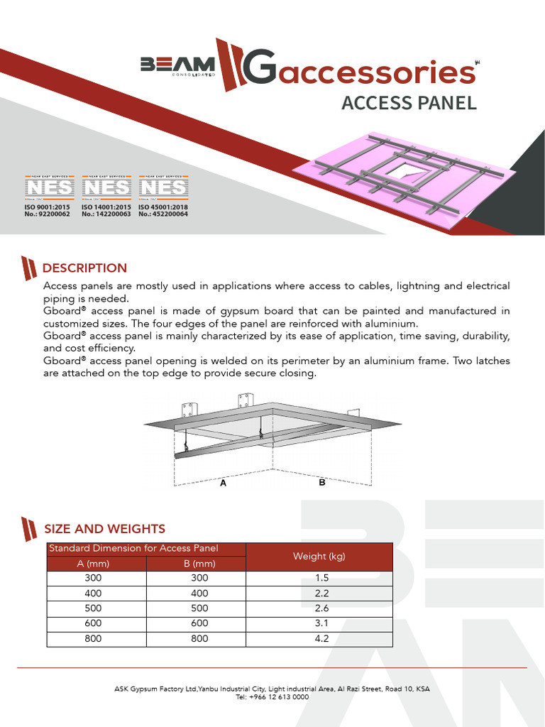 Gboard® Access Panel Specifications | PDF