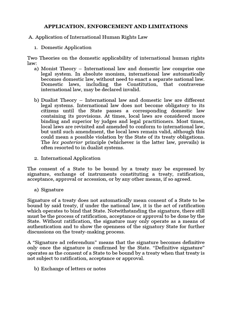 International Human Rights Law Overview | PDF | Treaty | Ratification
