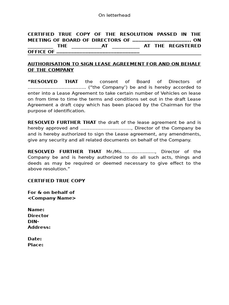 Board Resolution | PDF