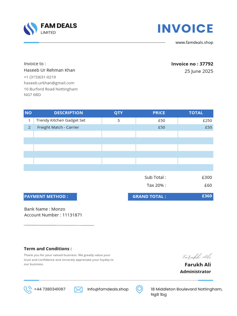 Invoice for Trendy Kitchen Gadgets | PDF