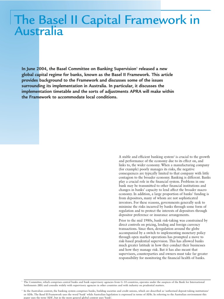 Basel II Capital Framework in Australia | PDF