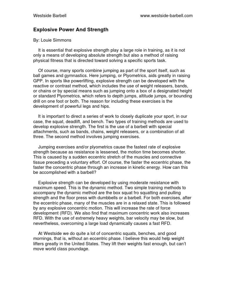 Explosive Power and Strength | PDF | Recreation | Sports