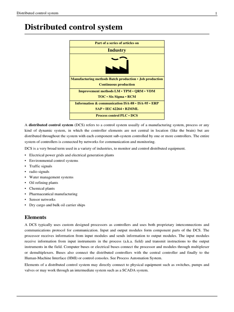 Overview of Distributed Control Systems | PDF | Computing | Computer ...