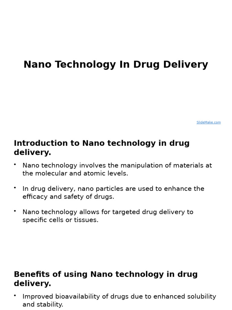 Nano Technology in Drug Delivery Overview | PDF | Nanotechnology ...