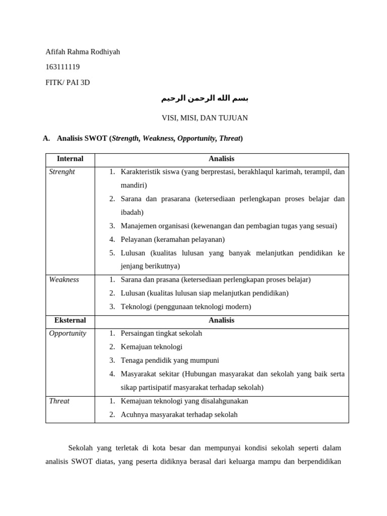 Contoh Analisis SWOT | PDF