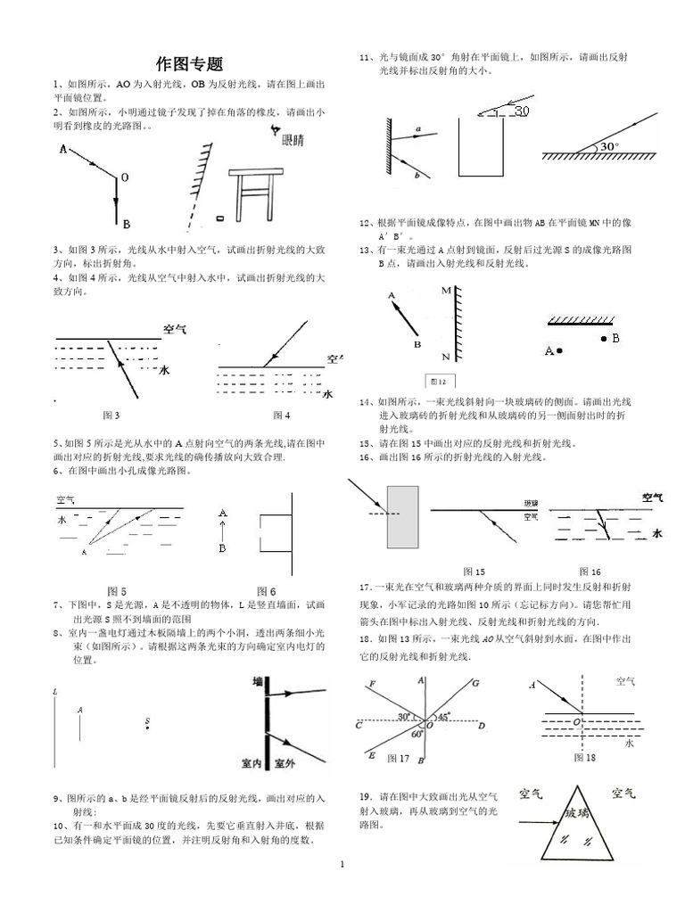 八年级上册物理作图题汇总| PDF