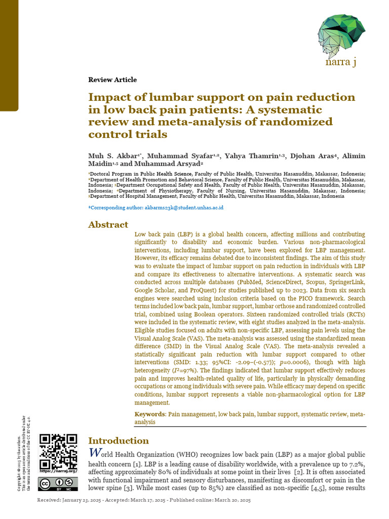 2165 Galleys 16733 1 10 20250321 | PDF | Low Back Pain | Systematic Review