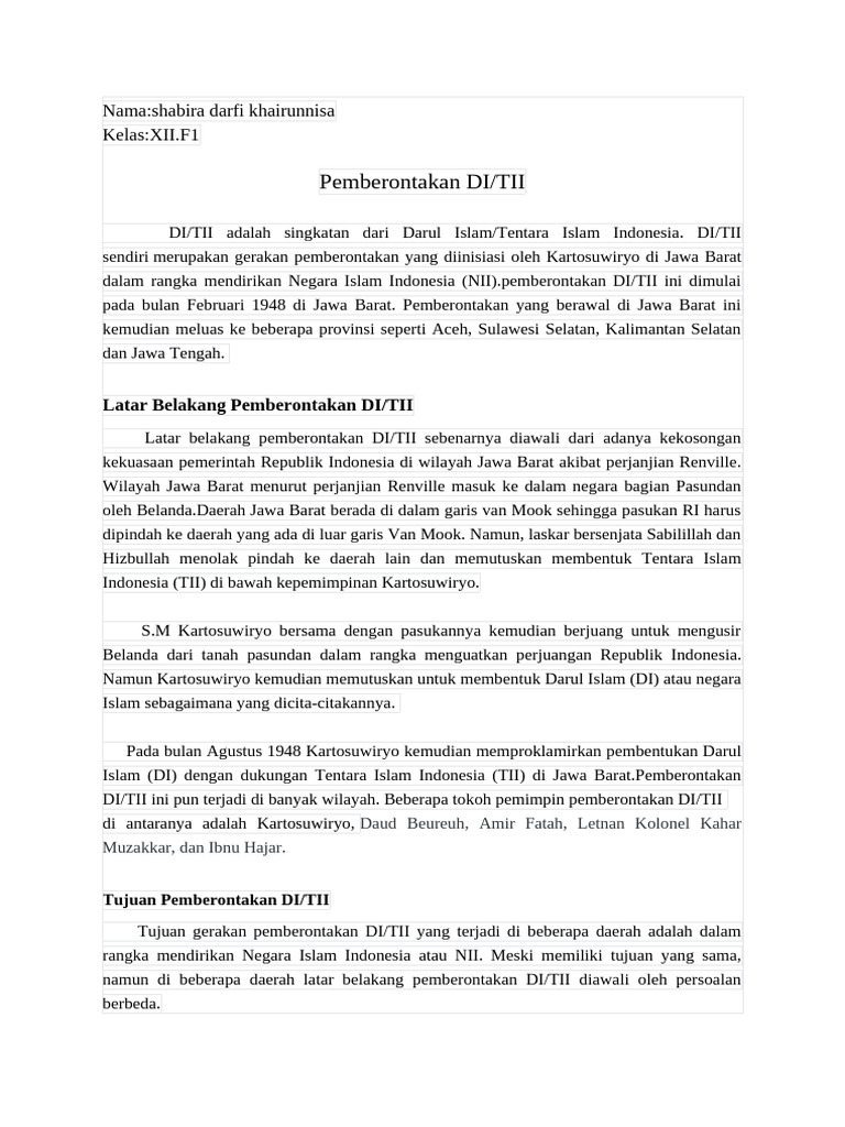 Pemberontakan DI/TII di Indonesia | PDF