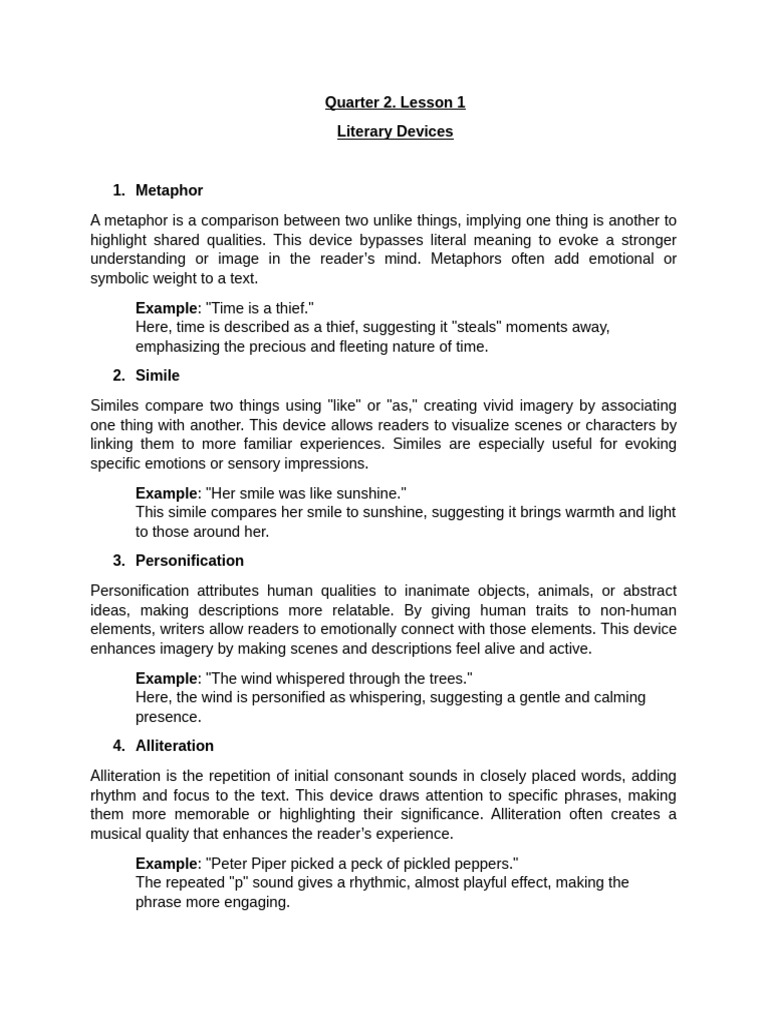 Key Literary Devices Explained | PDF | Metaphor | Irony