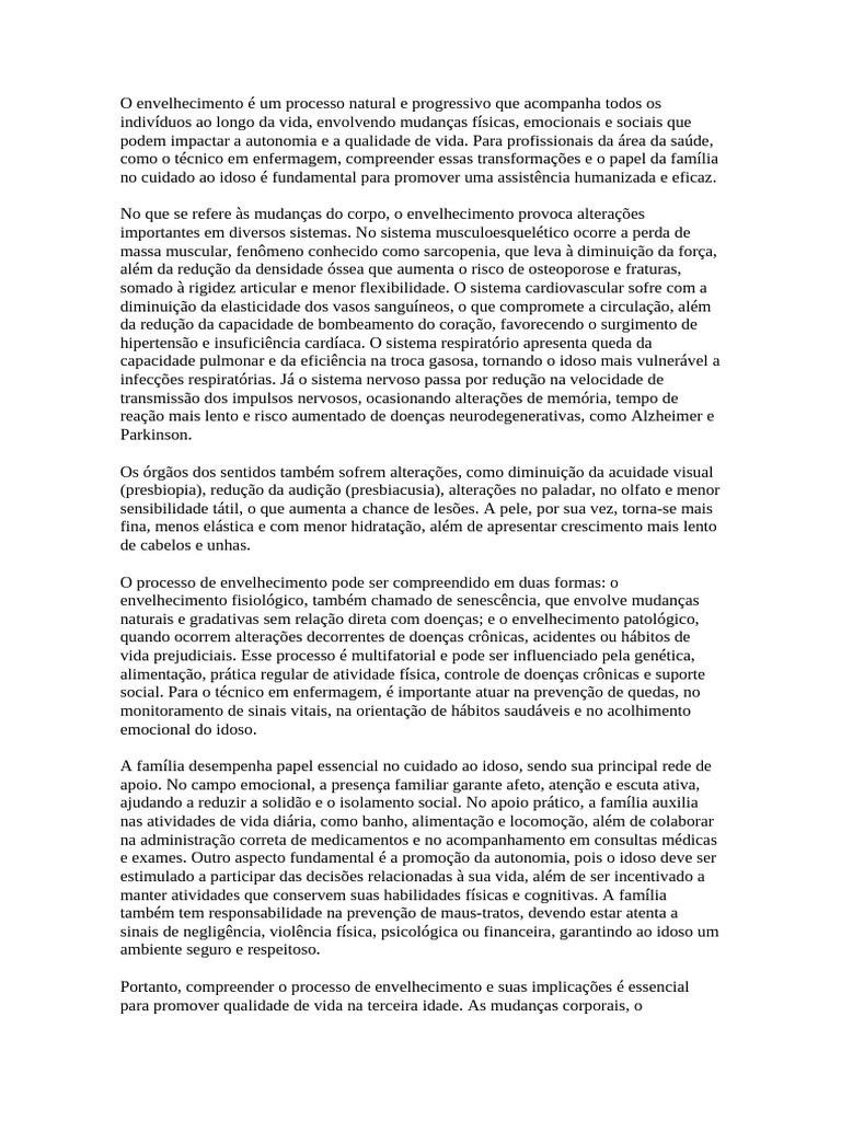 Envelhecimento: Cuidados e Desafios para Idosos | PDF | Envelhecimento ...