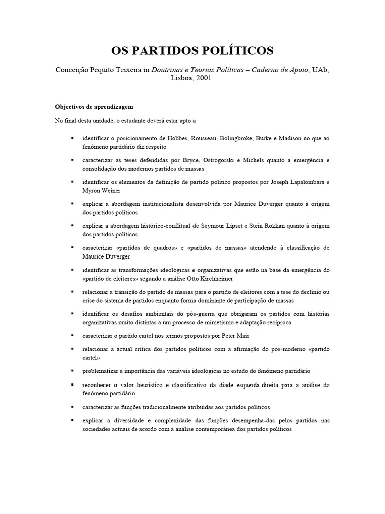 A Evolução dos Partidos Políticos | PDF | Partidos políticos | Estado