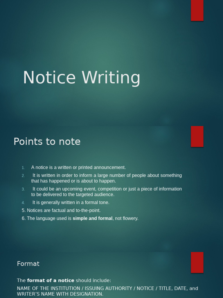 CH 7 A - Notice Writing | PDF