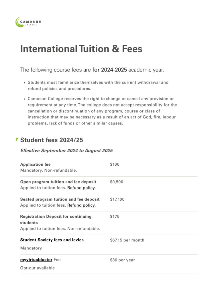 Past International Tuition | PDF | Fee | Tuition Payments