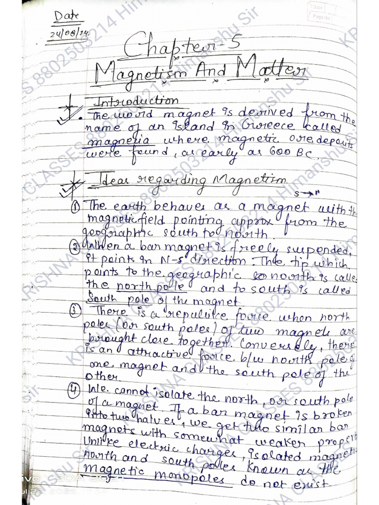 Class 12 Physics Magnetism and Matter | PDF