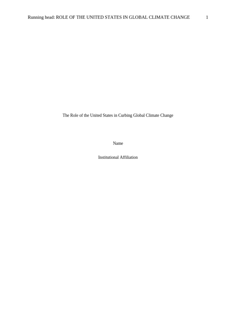 Role of The US in Curbing Climate Change - Final Draft | PDF | Climate ...