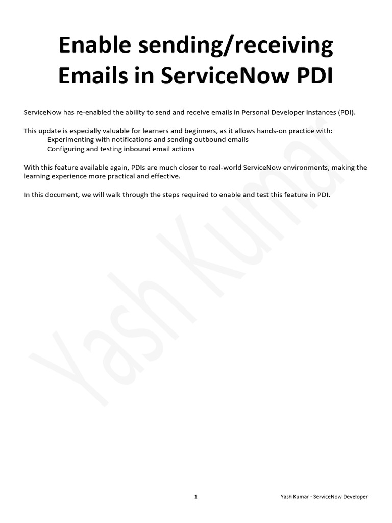 Enable Email in ServiceNow PDI | PDF | Gmail | World Wide Web