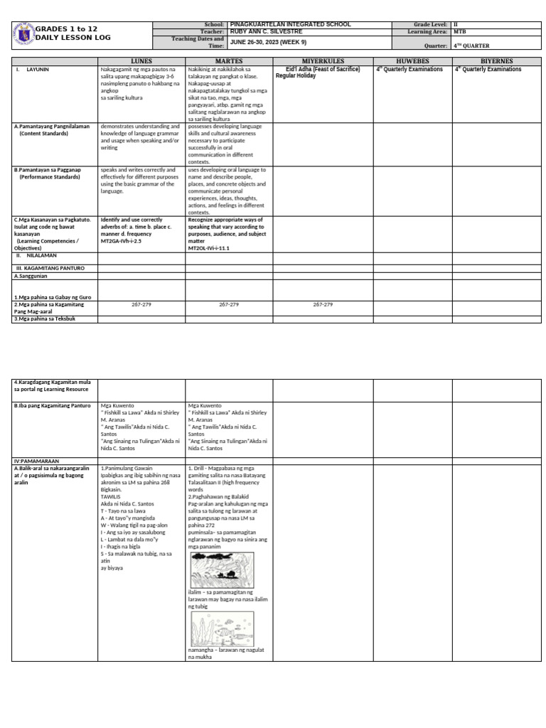 DLL - MTB 2 - Q4 - W9 | PDF