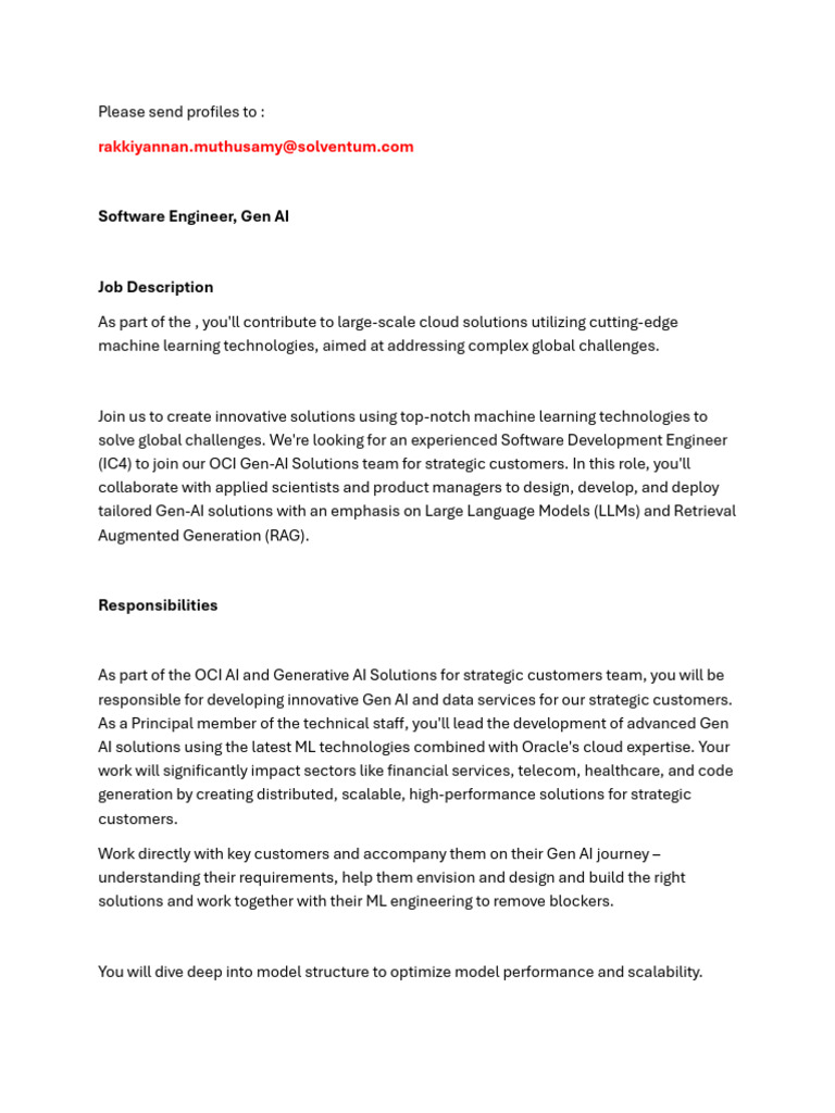 Software Engineer - Gen AI | PDF | Artificial Intelligence ...