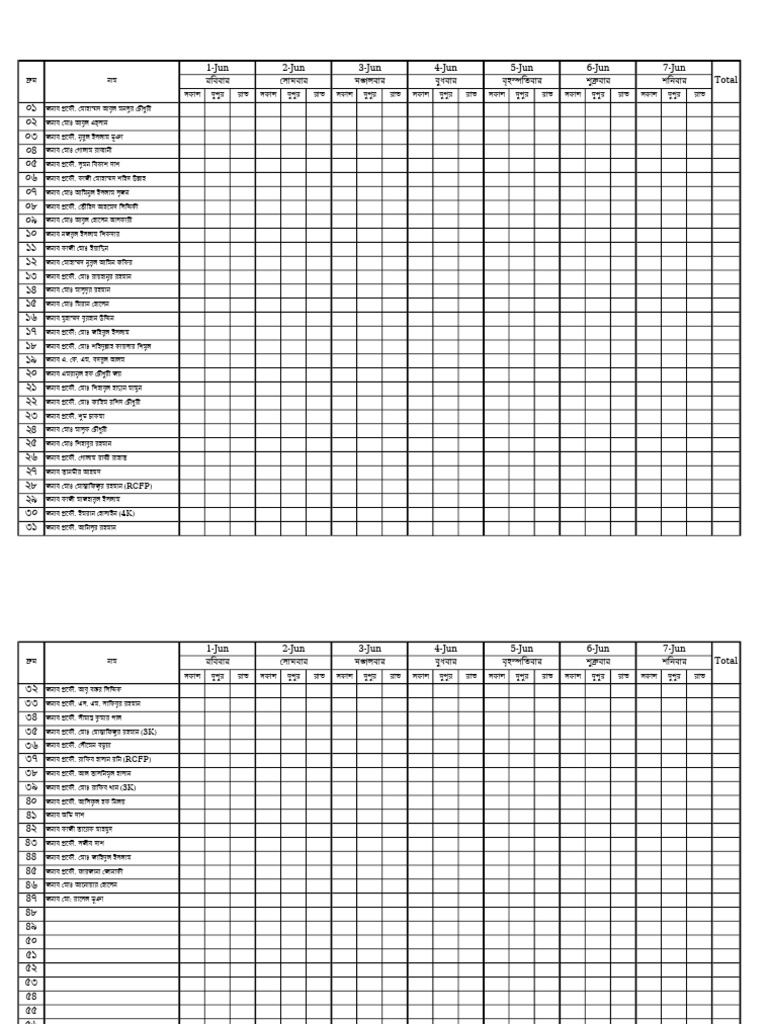 June Mess Meal Counting | PDF