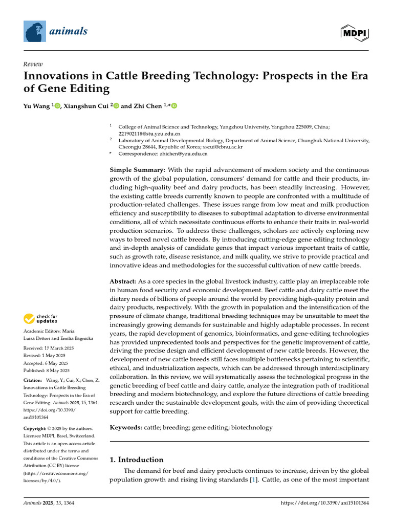 Cattle Breeding Innovations: Gene Editing | PDF | Crispr | Gene Expression