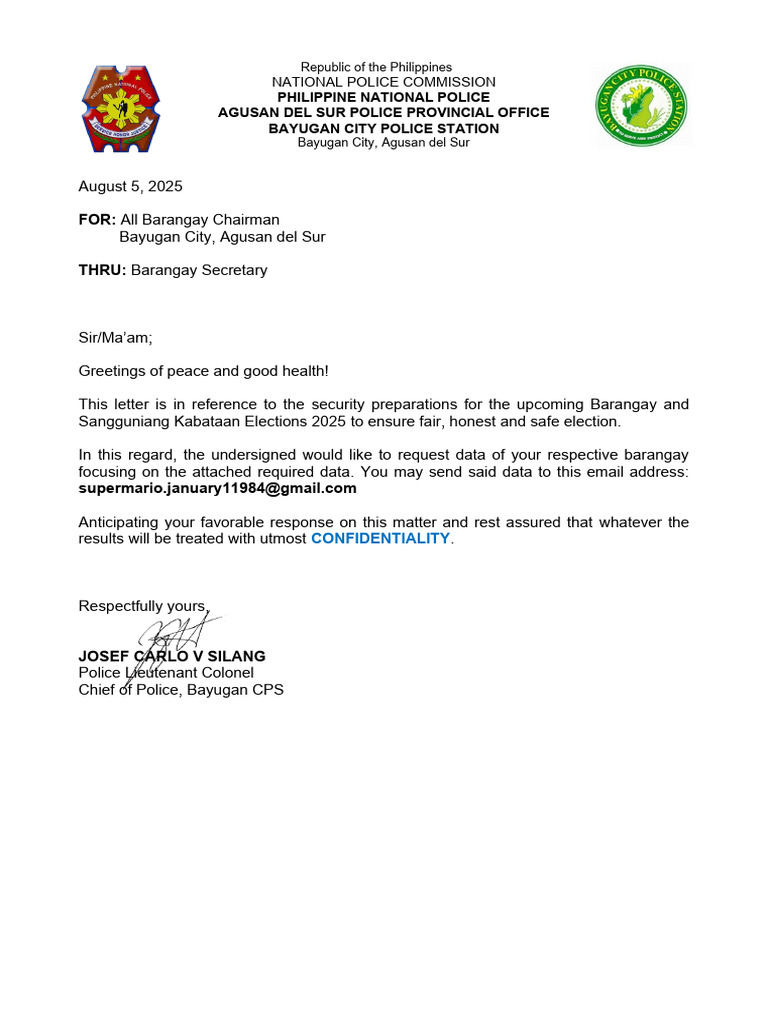Request For Barangay Profile Data | PDF