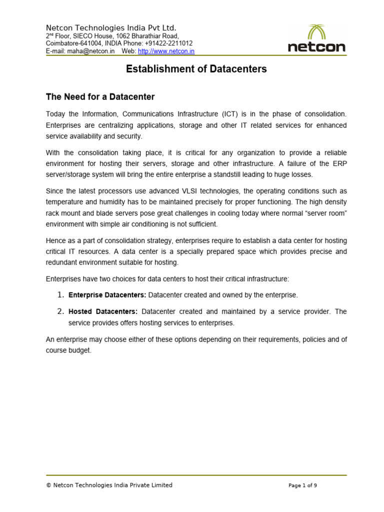Datacenter Solutions by Netcon Technologies | PDF | Data Center ...