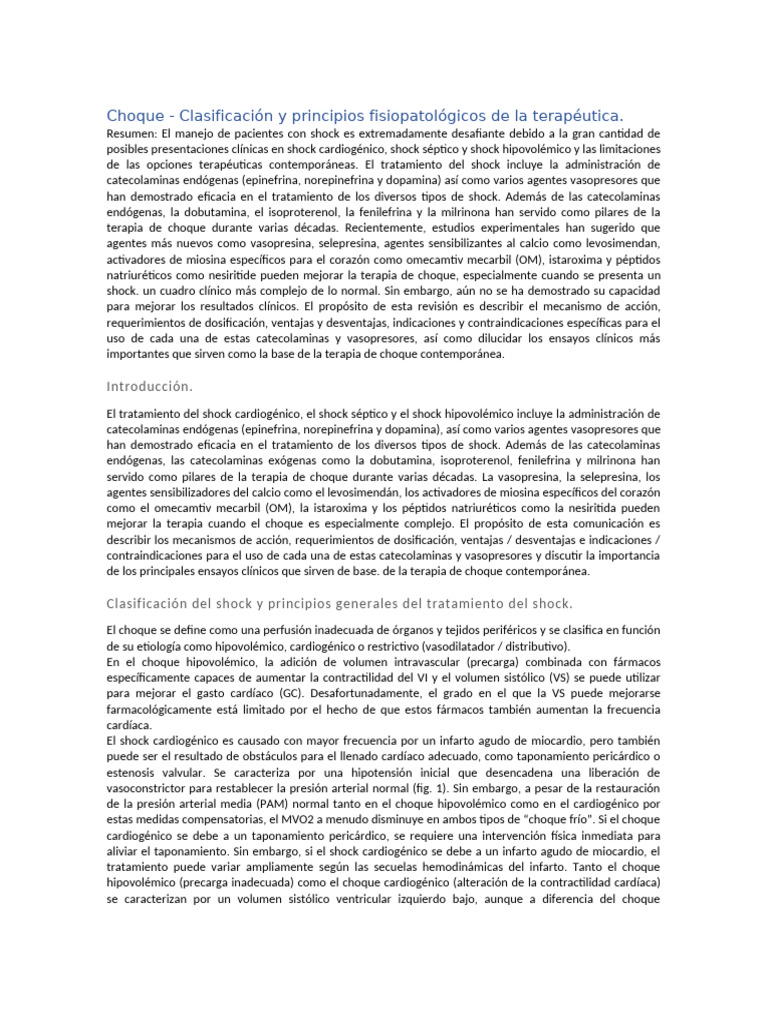 Clasificación y Tratamiento del Shock | PDF | Norepinefrina | Choque ...