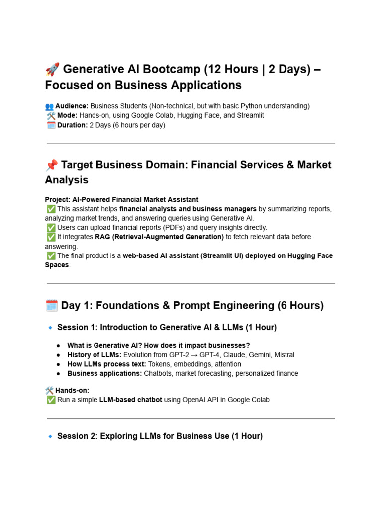 Generative AI Bootcamp for Business | PDF | Computational Neuroscience ...