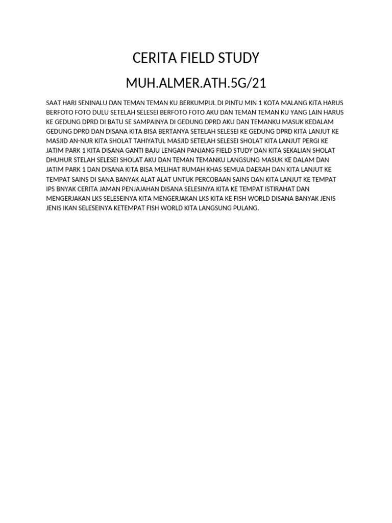 Field Study di Malang: Pengalaman Seru | PDF