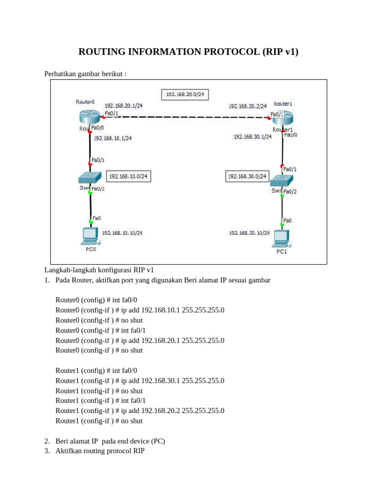 ROUTING INFORMATION PROTOCOL RIPv1 | PDF