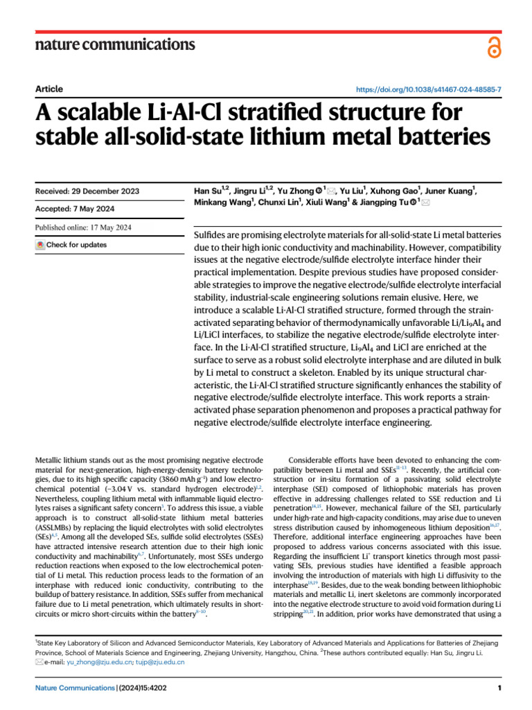 Scalable Li-Al-Cl Structure for Batteries | PDF | Lithium Ion Battery ...